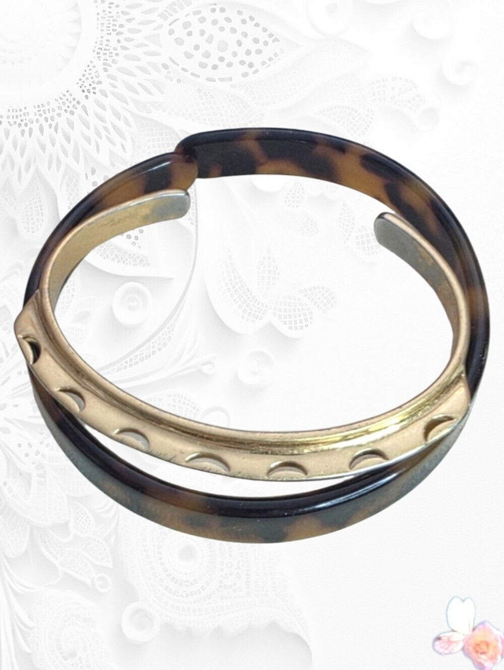 Madewell Gold Tone Cuff Bracelet Tortoise Bangle Stack Set Vintage Style